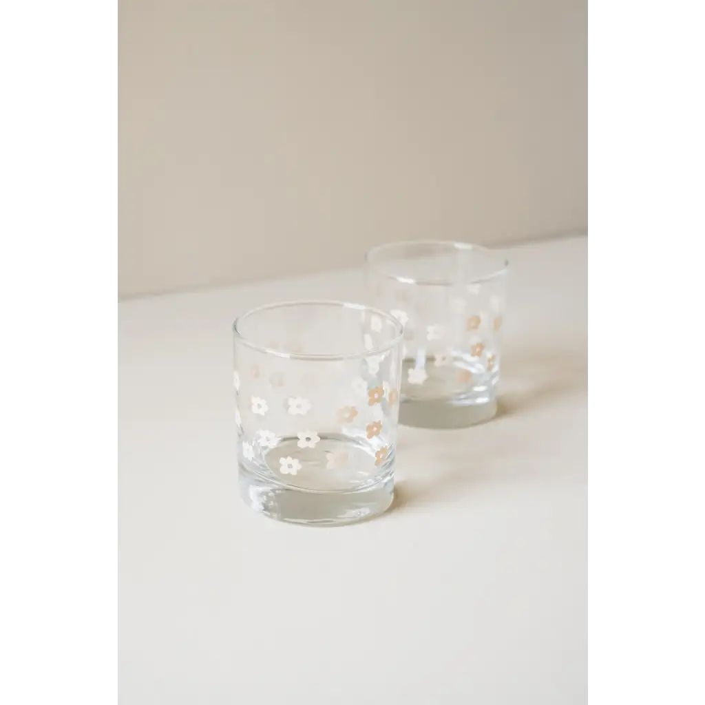 Heavy-based 11oz Checkered Cocktail Glass with Floral Design