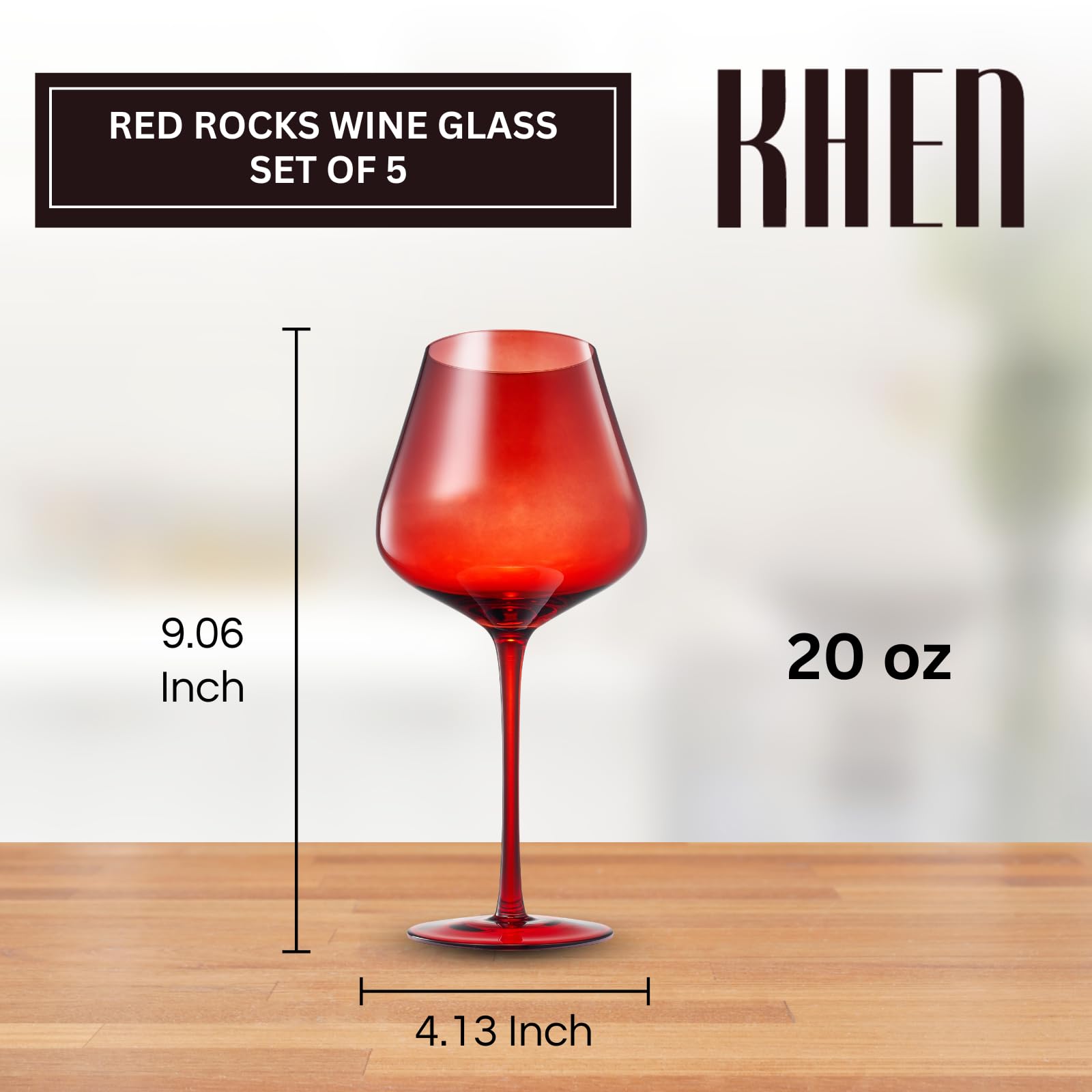 Red Rocks Gradient Colored Wine Glass | Set of 5 | 20 oz