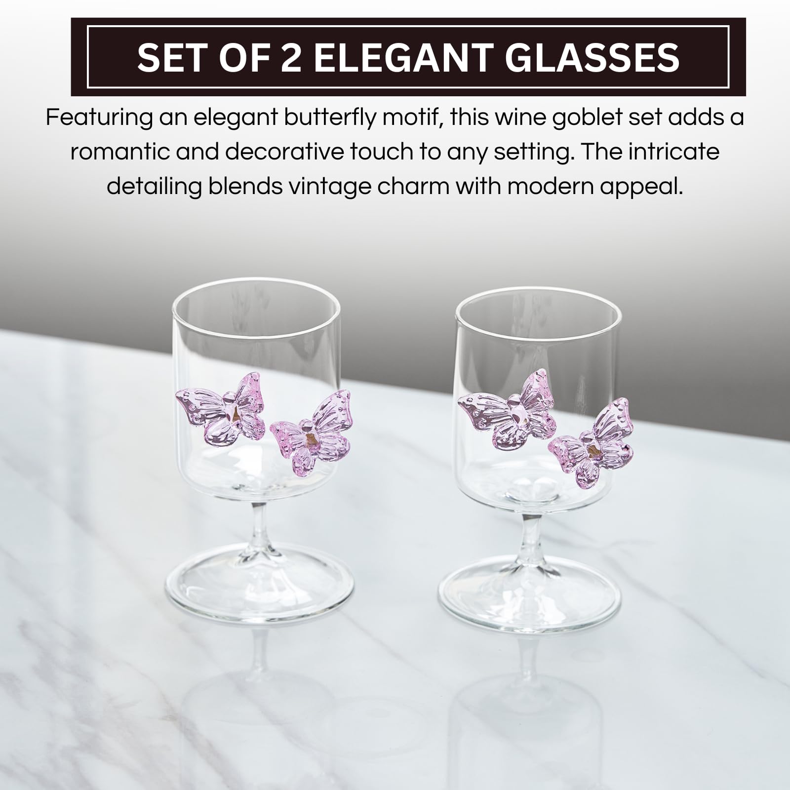 Butterfly Wine Goblet set of 2