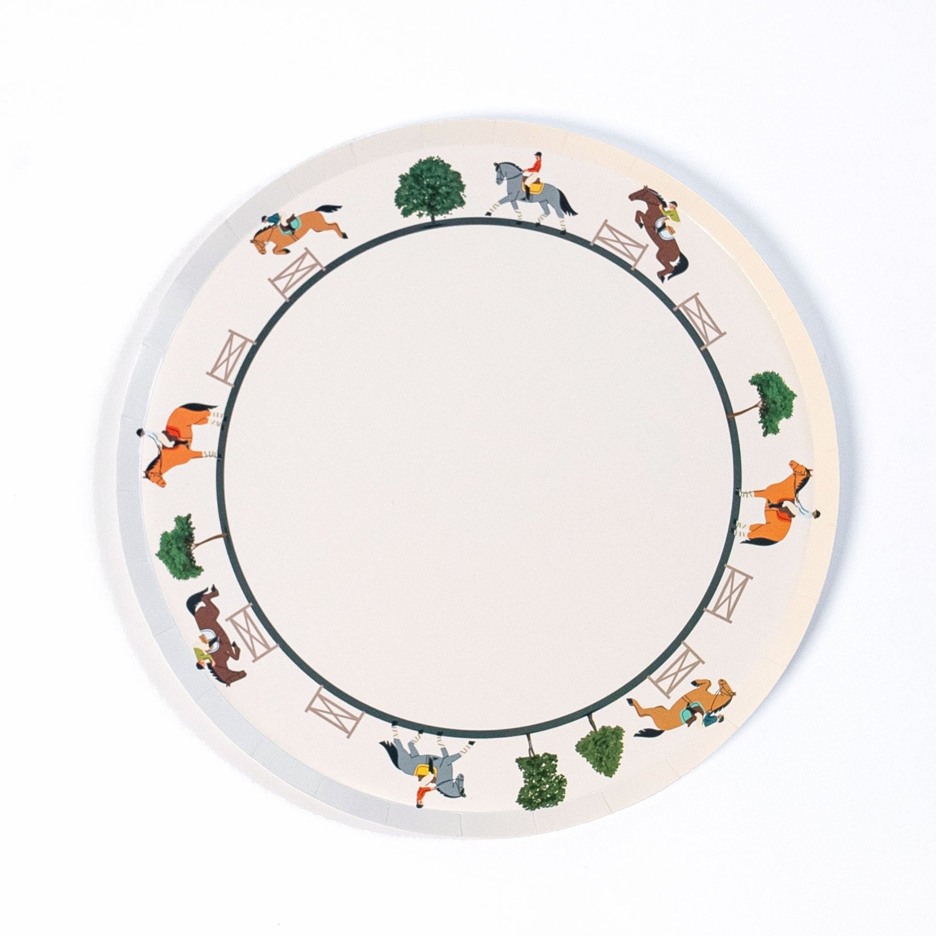 Equestrian Horse Riding Paper Dinner Plates (9 Inch) | Hunter Jumper Party Theme | Eco-Friendly, Recyclable Horse Party Plates for Kids & Adults (x 12)