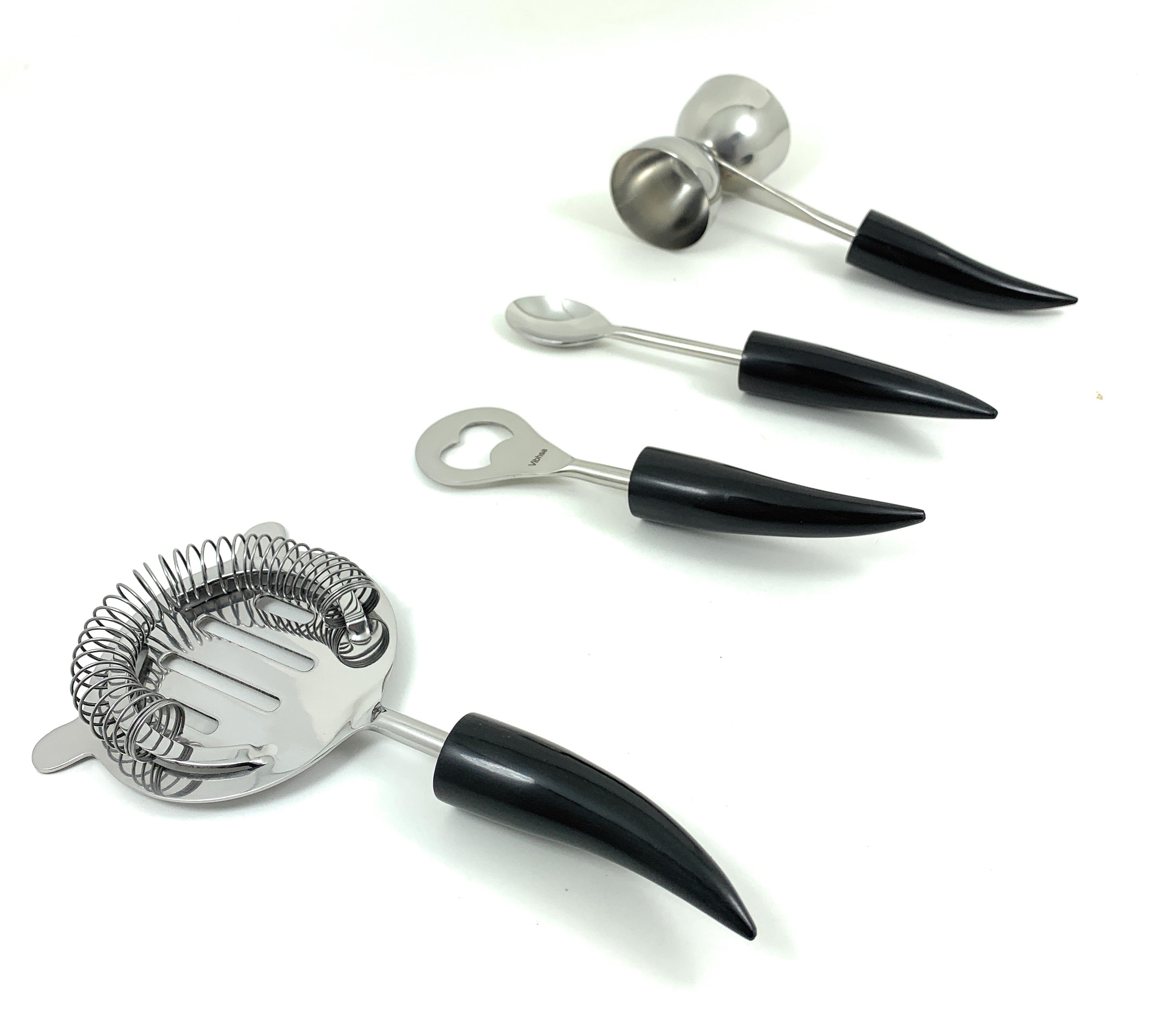 Vibhsa Bar Tools & Bartending Kit set of 4 for Home Bar (Black)