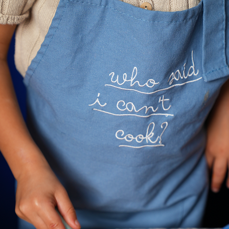 Little Chef Embroidered Chambray Linen Cooking Aprons