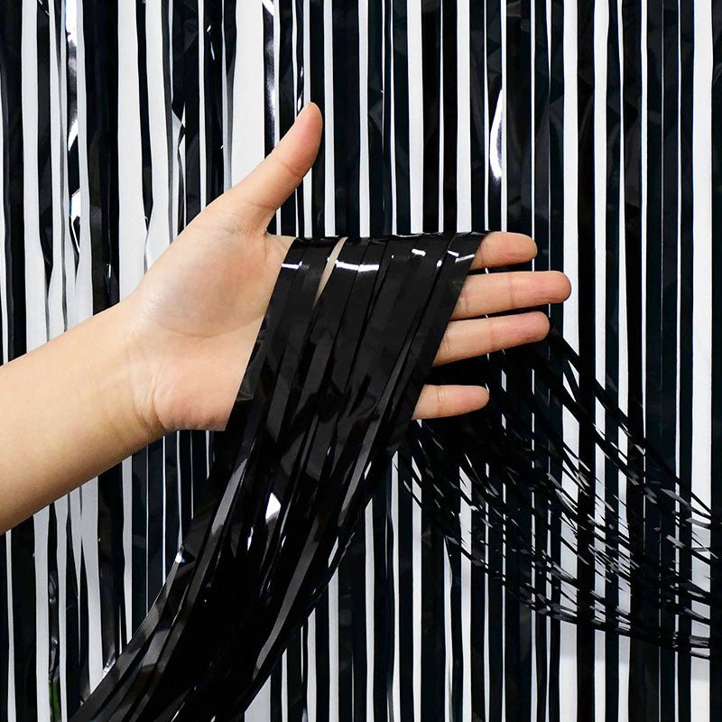 Black Metallic Fringe Curtain