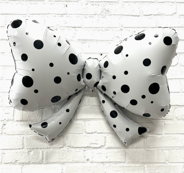 Black & White Polka Dot Bow Balloon – 40"