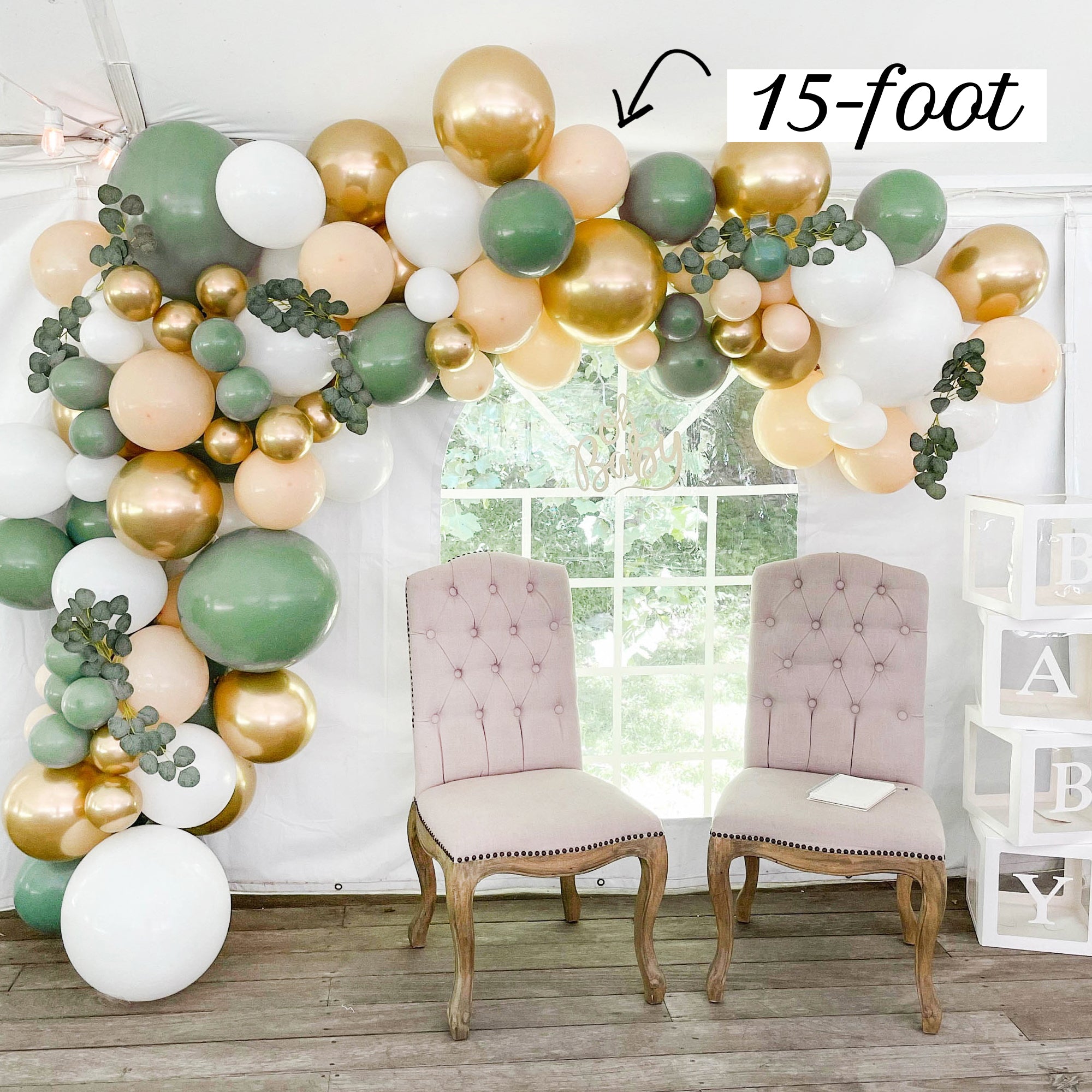 Boho Safari Balloon Garland Kit – Green, Gold, Blush