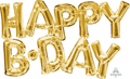 Gold Happy B•Day Foil Balloon Letters – 30" Birthday Banner