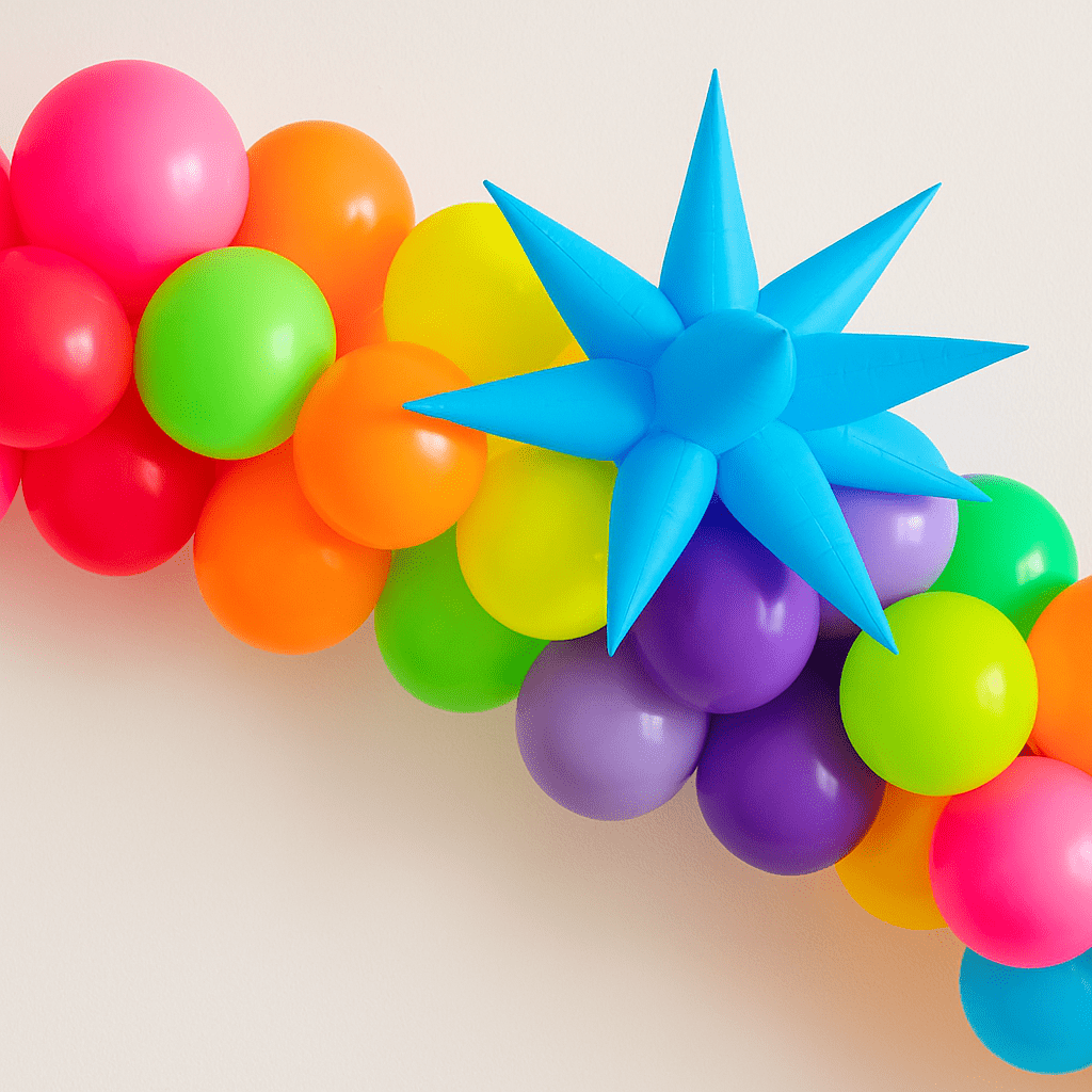 Neon Blue Starburst Cluster Balloon – 19", 26", 40"